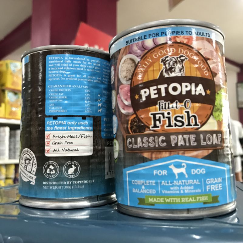 Petopia Kaleng 380gr Makanan Basah Anjing - Fish / Ikan