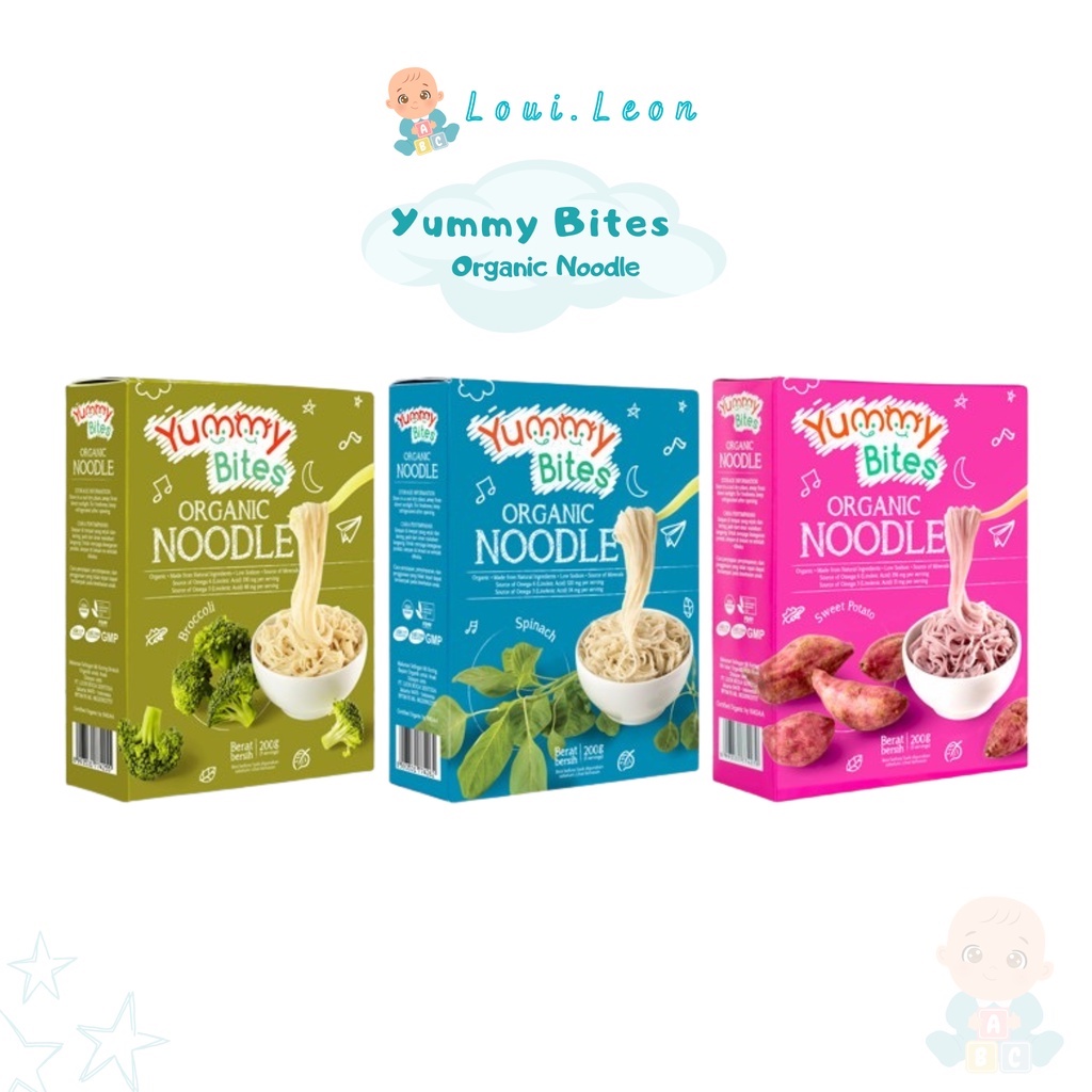 Yummy Bites Organic Noodle Spinach l Sweet Potato l Broccoli Mie Mi Bayi Makanan Bayi 200gr