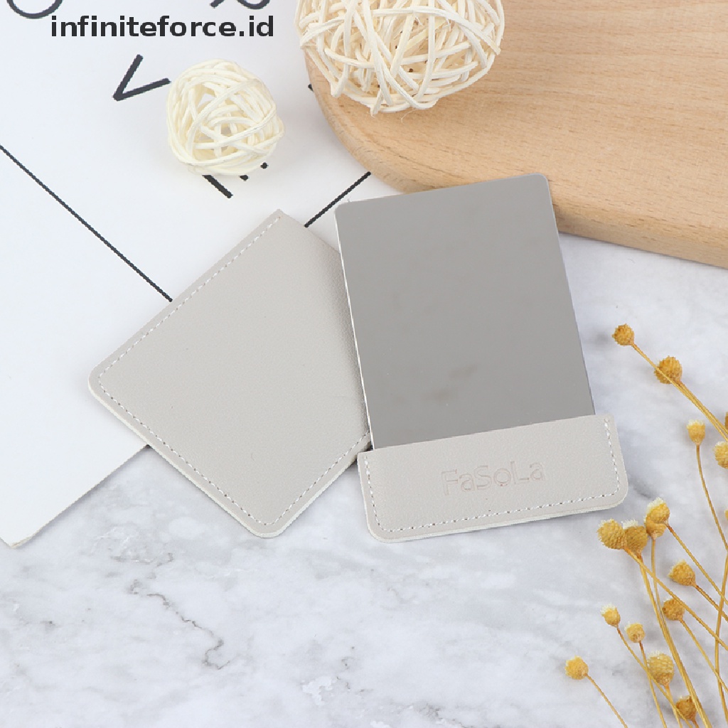 (Infiniteforce.Id) Cermin Saku Mini Anti Pecah Bahan Kulit Pu Untuk Makeup / Kosmetik Wanita