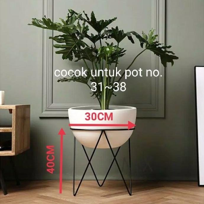 {{{{}}] Standing pot besi ukuran jumbo diameter 30cm tinggi 40cm - Putih,