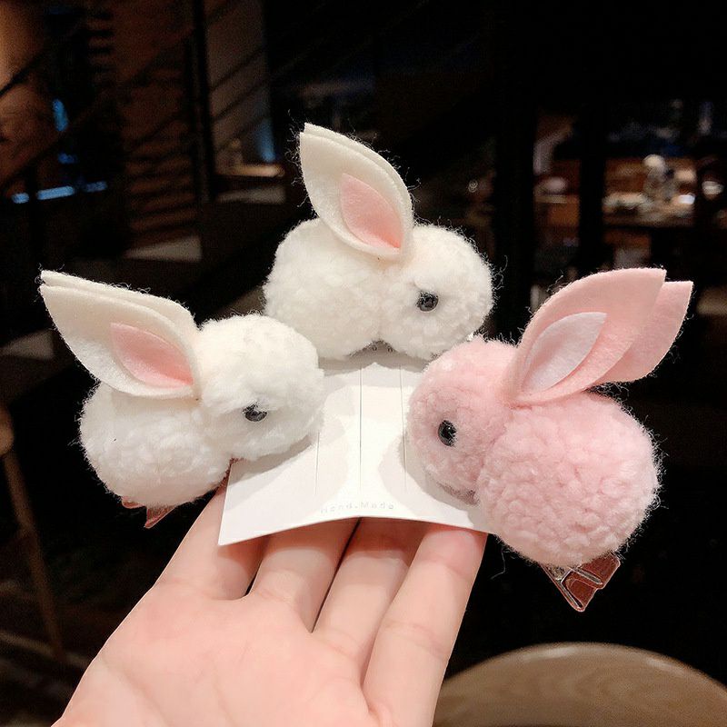 ~ PIYOSHI08 ~ Jepit Rambut Bentuk Kelinci Bahan Halus Gaya Korea Jepit Bunny Pompom Lucu Import AF160