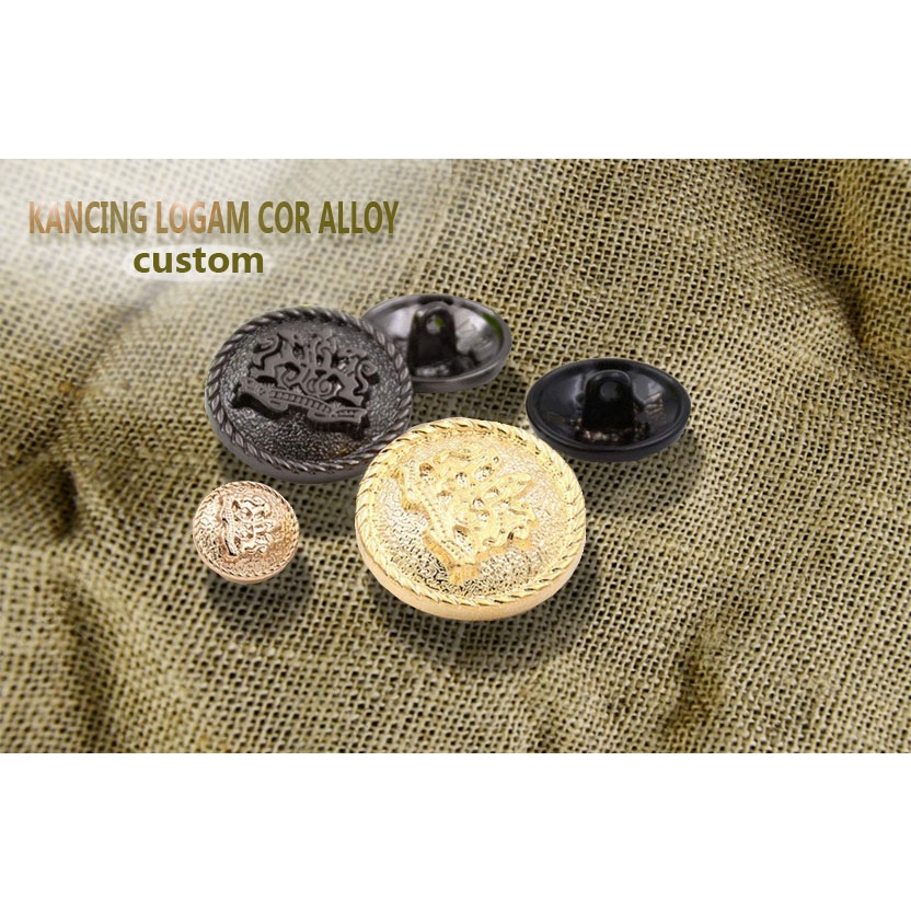 Kancing almamater dan kancing logam desain sendiri custom di bandung bahan logam cor alloy dan anhas