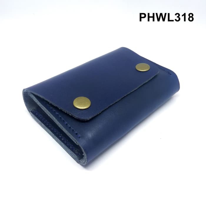 dompet kartu muat banyak model kancing 2 warna biru - PHWL318