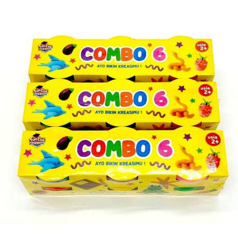 28033 - Mainan Plastisin Malam Fundoh isi 6 cup Fun-Doh Combo 6