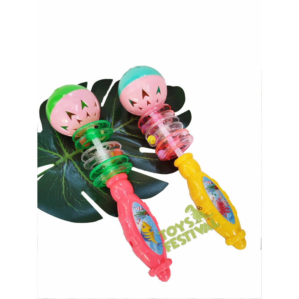 Sepasang (2 pcs) Mainan Kincringan Kerincingan Rattle Musik Bayi seri Bola Ulir