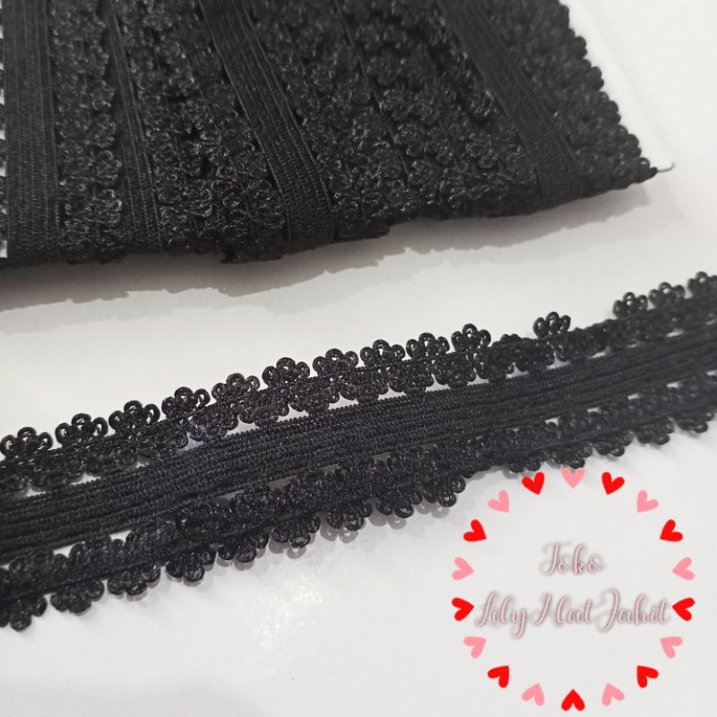 Karet Foe Motif 2cm - Hitam