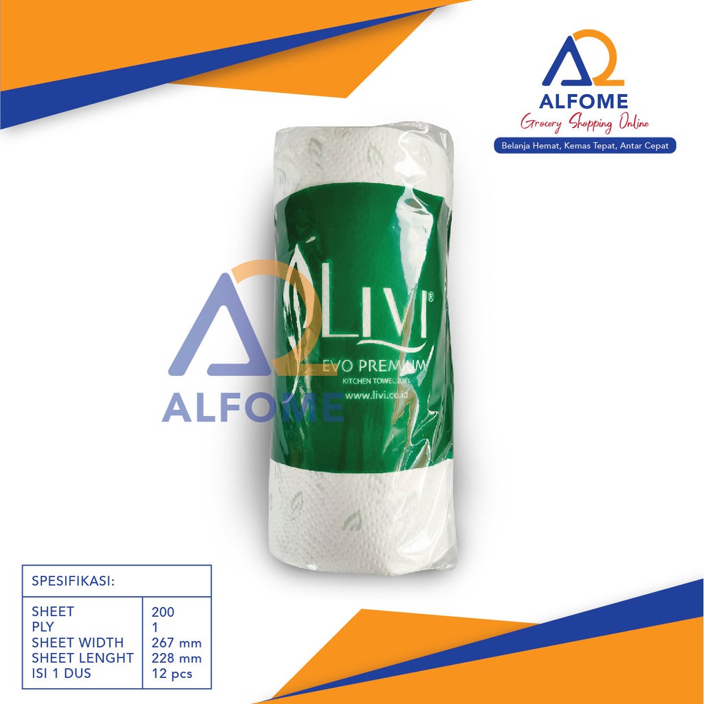 Tissue Livi Evo Premium Kitchen Towel 200s/ Tissue Dapur Murah Meriah