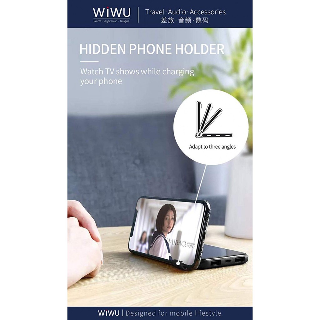 WIWU POWER FLASH W1 - 8000mAh Powerbank with Wireless Charging