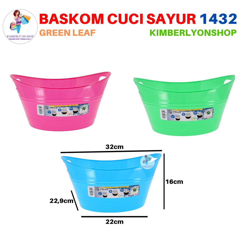 Baskom Kecil Ember Plastik Handle Sequana Oval Basin 1432 Green Leaf