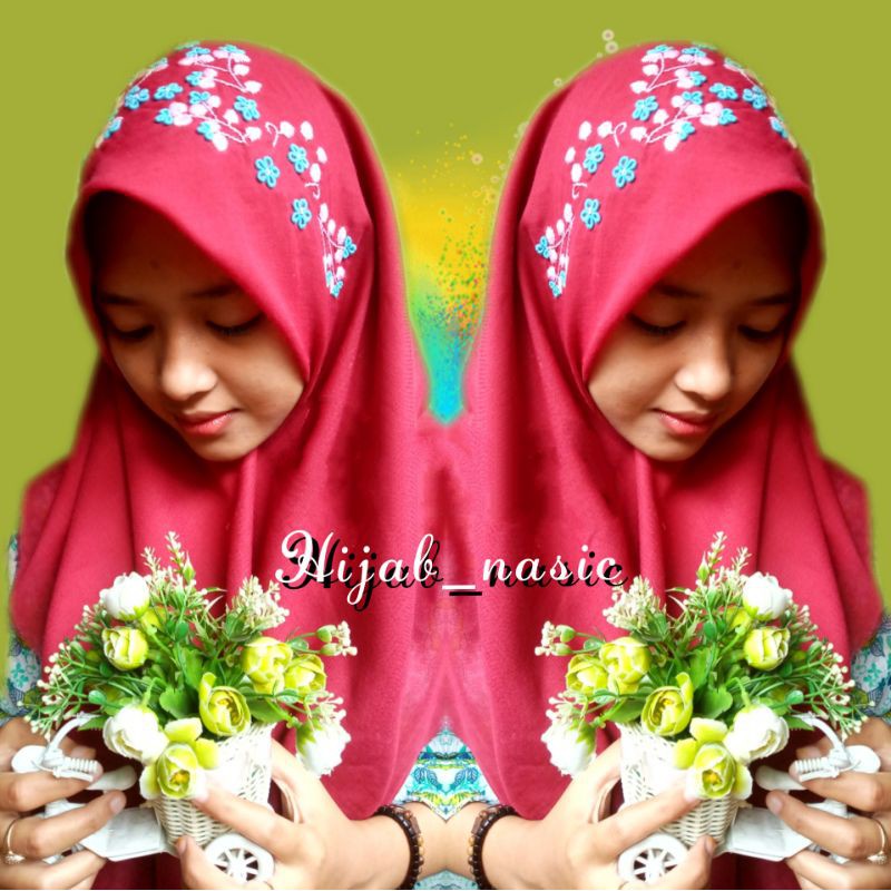 hijab bordir sulam tangan / Sulam benang