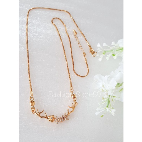 Kalung Koye Fashion Import xuping motif Bunga permata 3 perhiasan lapis emas 18k