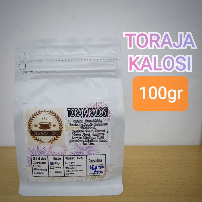 

Kopi arabika Toraja Kalosi Fullwash specialty 100gr biji/bubuk Lokajaya kopi