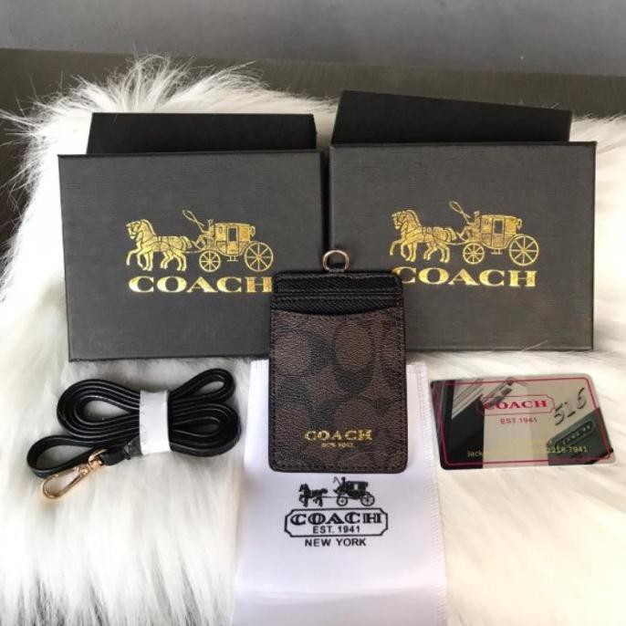 

DISKON Lanyard ID Card Coach Fullset Good Quality / Card Holder Murah - Coffe