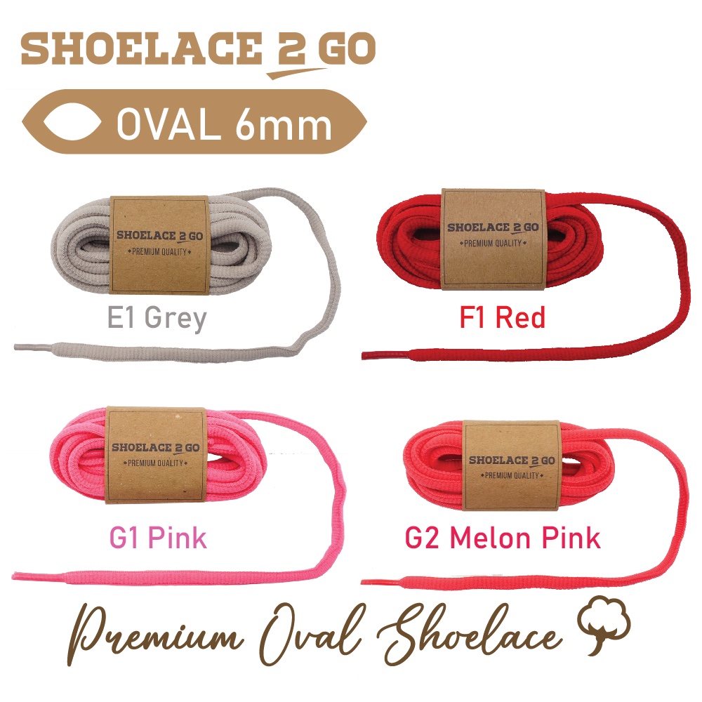 SHOELACE 2 GO PREMIUM TALI SEPATU LONJONG OVAL - SO6 - 90CM - 6MM