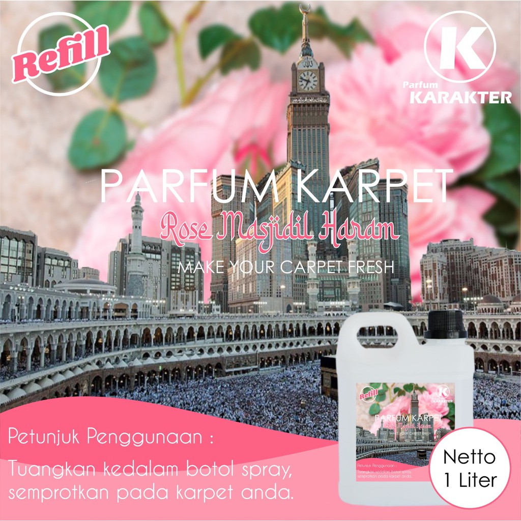 Parfum Karpet Aroma Masjidil Haram | Wangi Segar &amp; Tahan Lama | Kemasan Refil 1 Liter | Bisa Cod | Terlaris