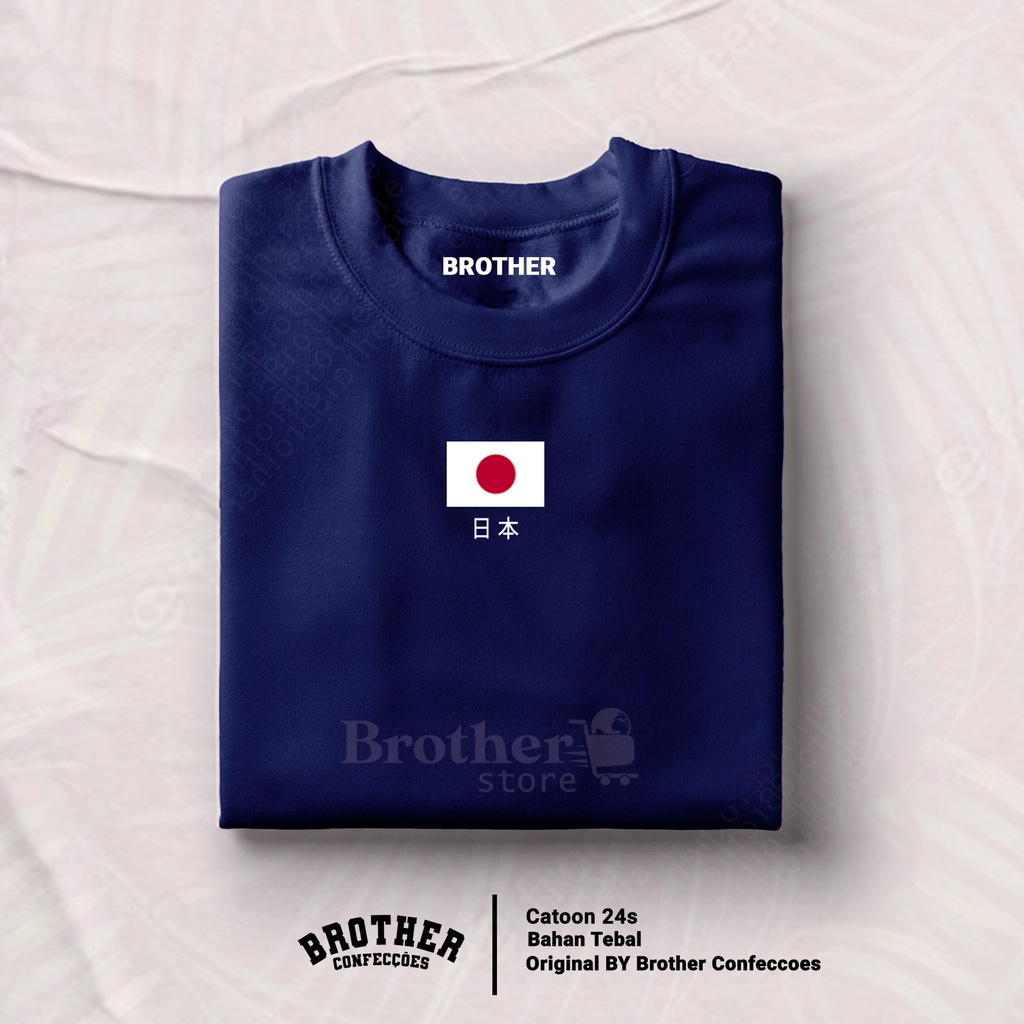 Brother Store Kaos Distro Pria - Cewek Cowok -  JAPAN Text Putih Hitam