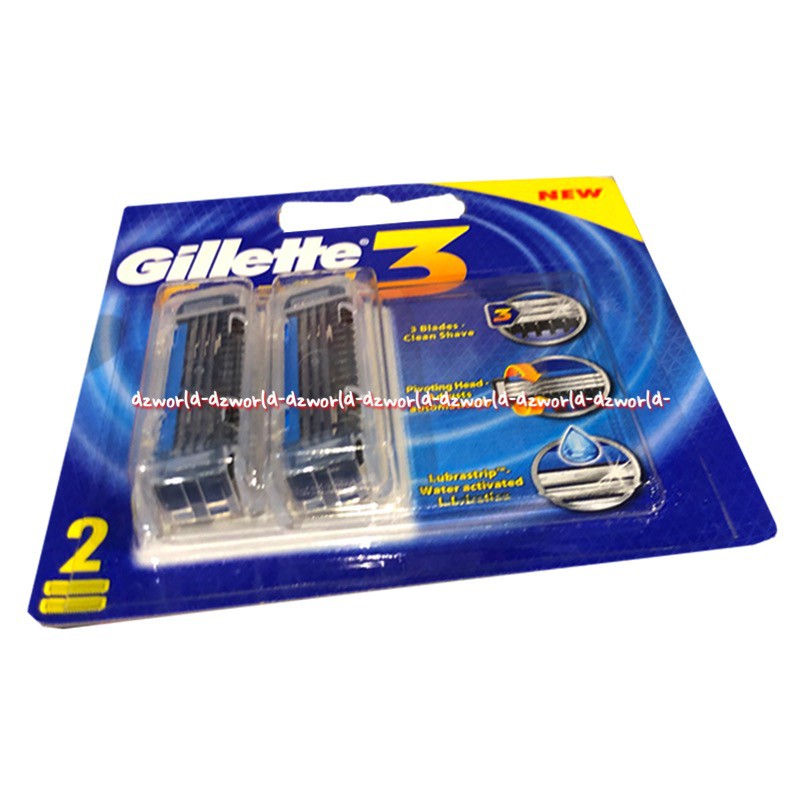 Gillette Guard 3 3Blades Isi 2Pcs Refill Pisau Cukur Gilete Pria Biru Gillete