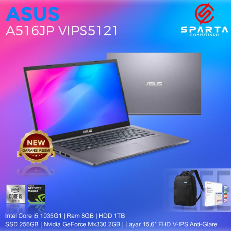 ASUS A516JP-VIPS5121 i5-1035G1 MX330 8G 1T+256G 15.6 inch VIPS FHD BLK