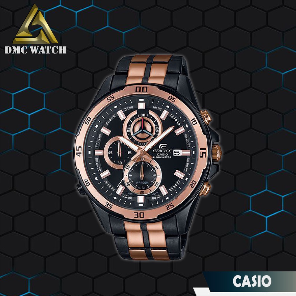 Jam Tangan Pria Casio Edifice EFR-547BKG Black Rose Gold Original BM