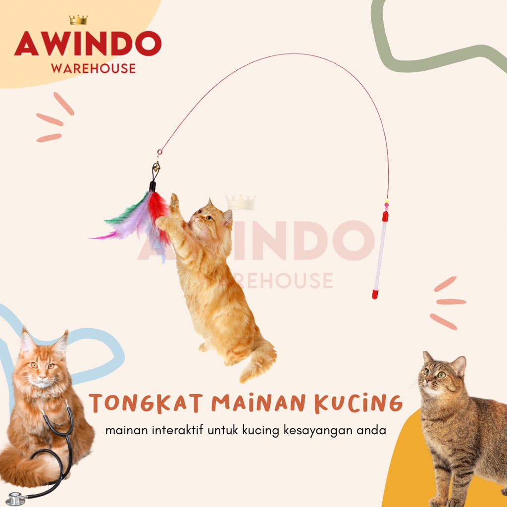 TONGKAT MAINAN KUCING MOTIF 05 - Mainan Tongkat Bulu Kucing Lonceng Interaktif