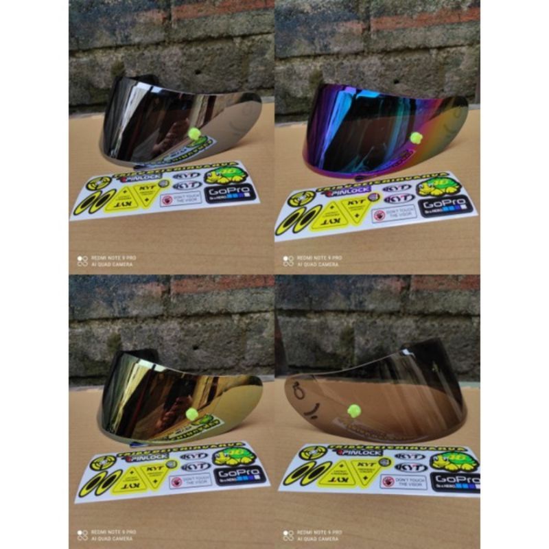 Flat visor iridium blue pnp kyt r10 kyt rc7 kyt k2r k2rider + stiker visor ( flat visor r10 murah )
