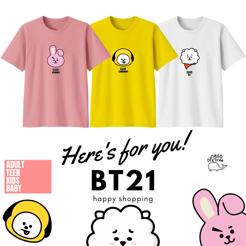  Baju  Kaos  BT21 Remaja  Dewasa Cewek Cowok Bahan Combed 30s 