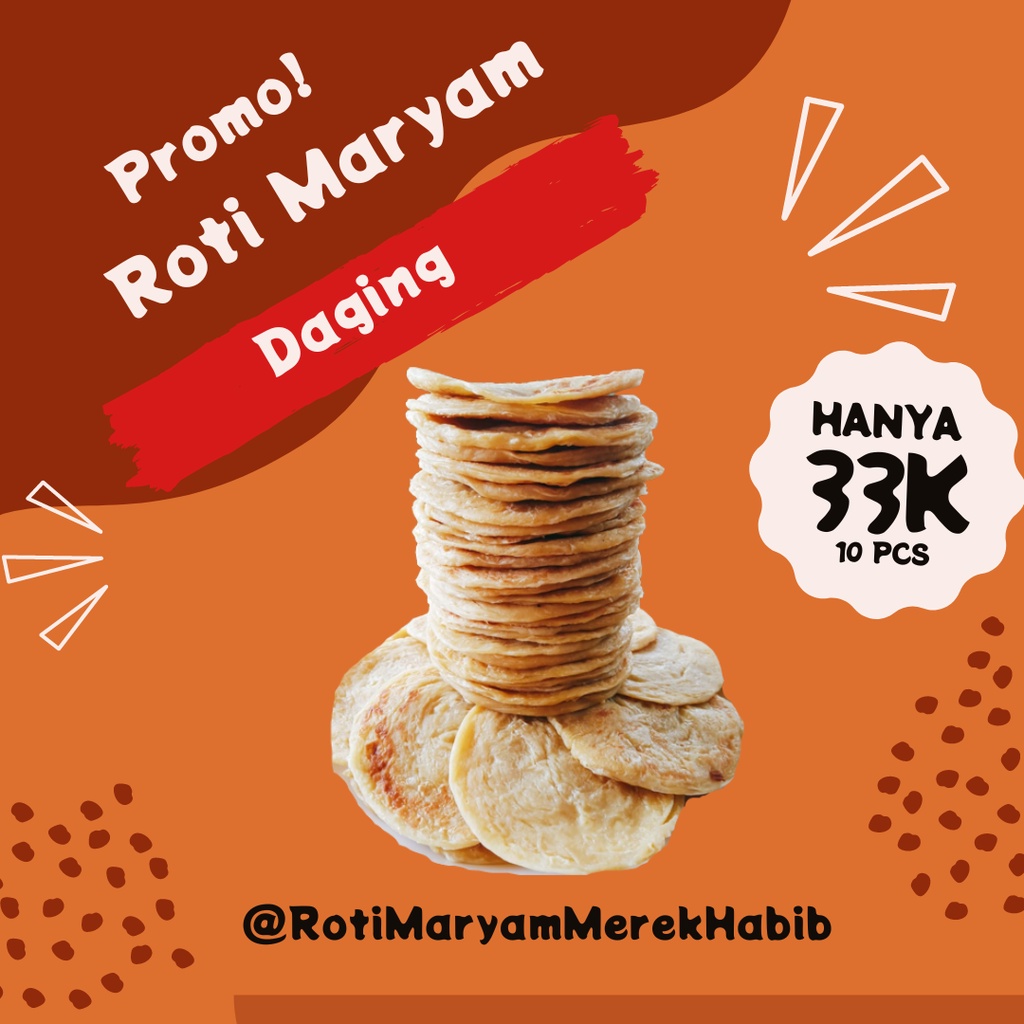 

Roti Maryam Habib, Daging [Isi 10], Cane | Canai | Parata | Pipih.