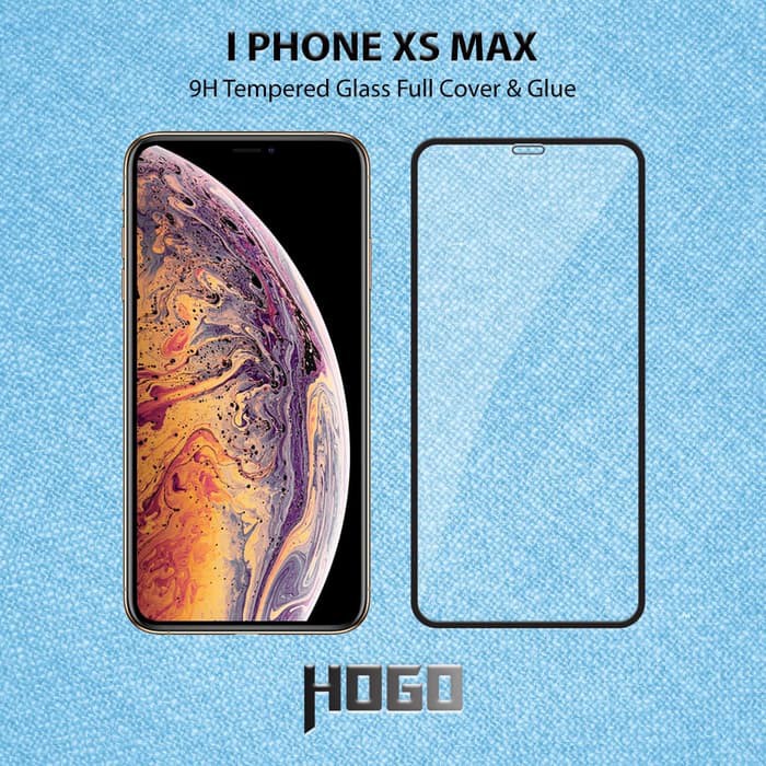 IPhone XS Max (IPhone 6.5) Tempered Glass HOGO Full Cover Glue