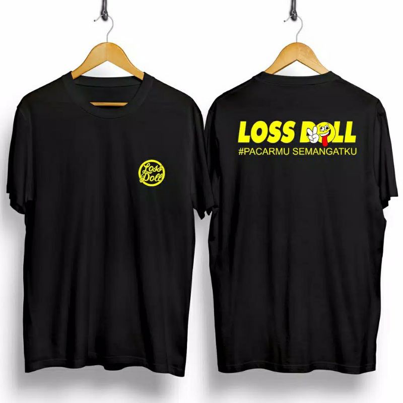 Fourfashion Kaos Pria Kaos Distro LOSS DOLL LOGO KUNING Black CN843