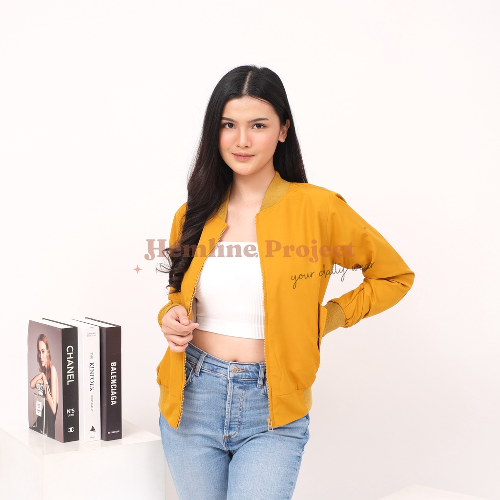 Gania Bomber Jaket Mustard - Jaket Parasut Wanita