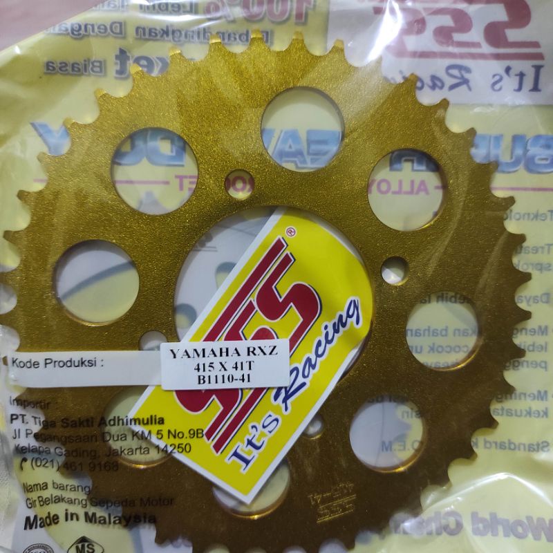Gear Belakang SSS 415 28 30 31 32 33 34 35 36 37 38 39 40 41 RXZ RXKing Jupiter Vega MX FIZR-SSS(Gold) 415-41