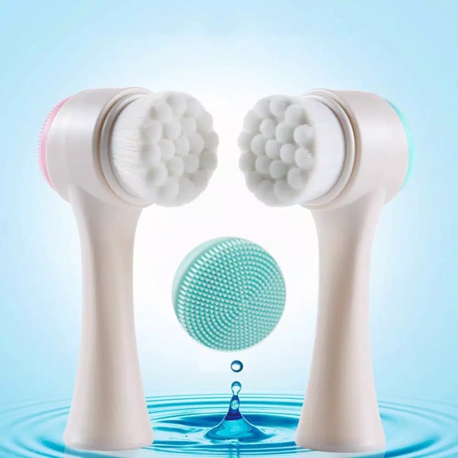 PEMBERSIH WAJAH 3D SIKAT WAJAH SILIKON ALAT CUCI MUKA FACIAL BRUSH 2 SISI HALUS LEMBUT MEMBERSIHKAN SEL KULIT MATI DAN KOTORAN