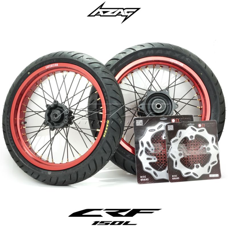 BAN SET SUPERMOTO CRF 150 L VELG EXPEDITION TROMOL EXPEDITION BAN MAXXIS EXTRAMAX