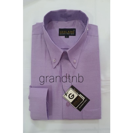 Kemeja Pria Geoland Ungu Muda Polos Lengan Panjang