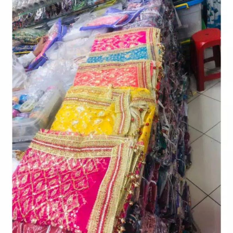 Selendang Dupatta India Panjang 3 Meter, Aksesori Serbaguna untuk Acara Pernikahan dan Tradisional