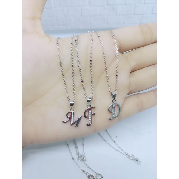 KALUNG RANTAI JEDAR + LIONTIN HURUF/ KALUNG PERAK ASLI SILVER 925 LAPIS EMAS/KALUNG FASHION WANITA TERBARU