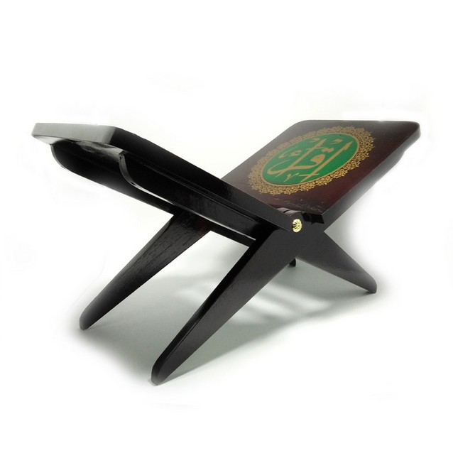 Rekal Al Quran Kayu Kaligrafi Meja Baca Lipat