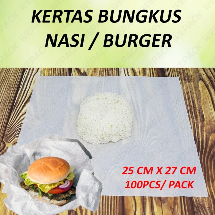 

3Rs5E546 Kertas Nasi Burger Minyak Pembungkus Bungkus 25 Cm X 27 Cm Isi 100 56Eyhr6R