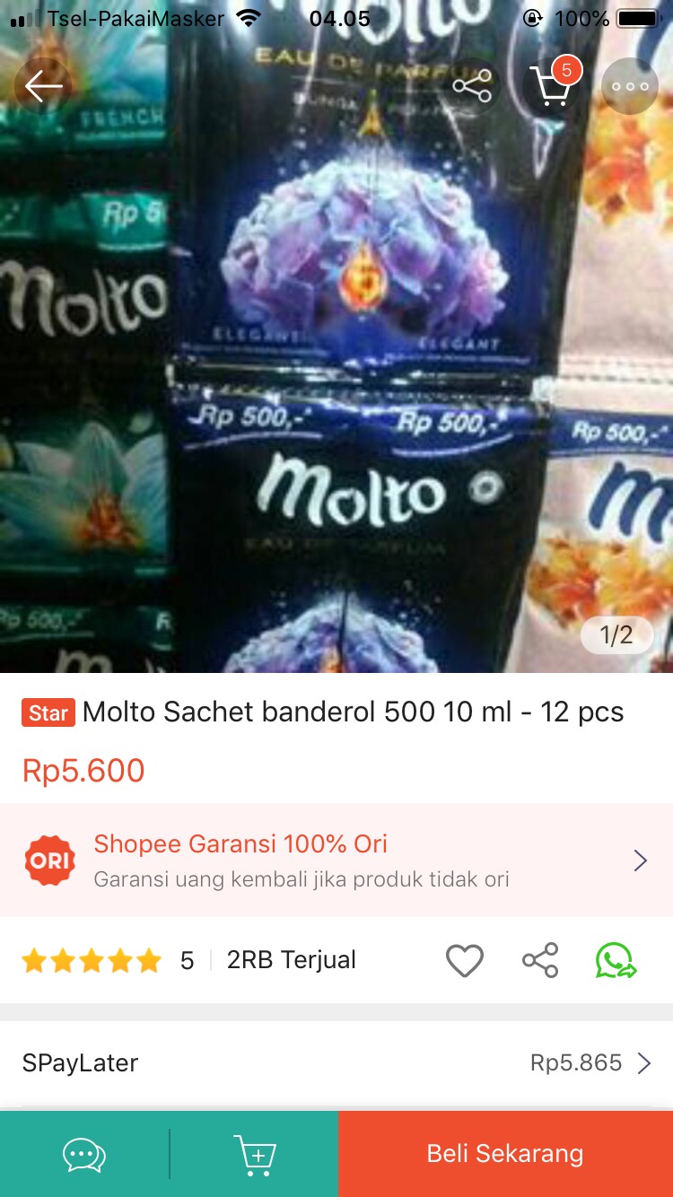 Molto Pewangi Pakaian Sachet Banderol 1000 20 Ml - 6 Pcs