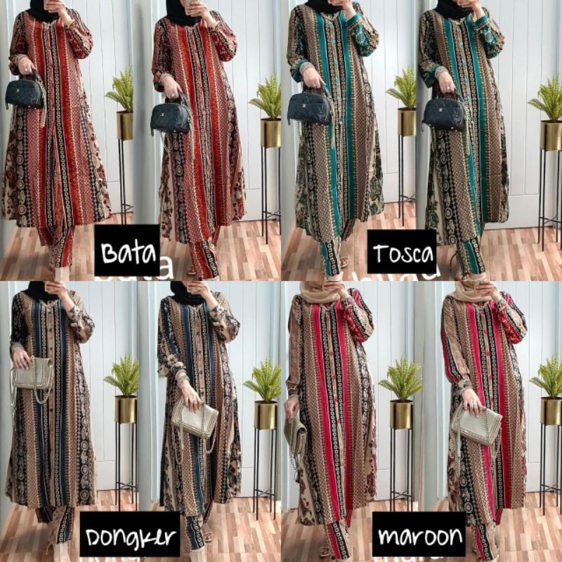 setelan long tunik