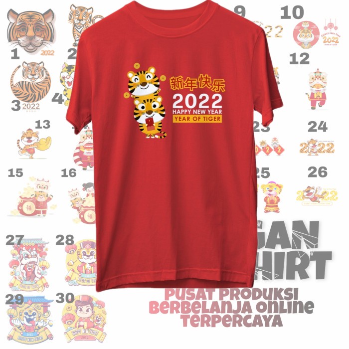 KAOS IMLEK 2022 TIGER-KAOS IMLEK FAMILY-KAOS UNISEX PRIA/WANITA-JRG65 - imlek terbaru 2022