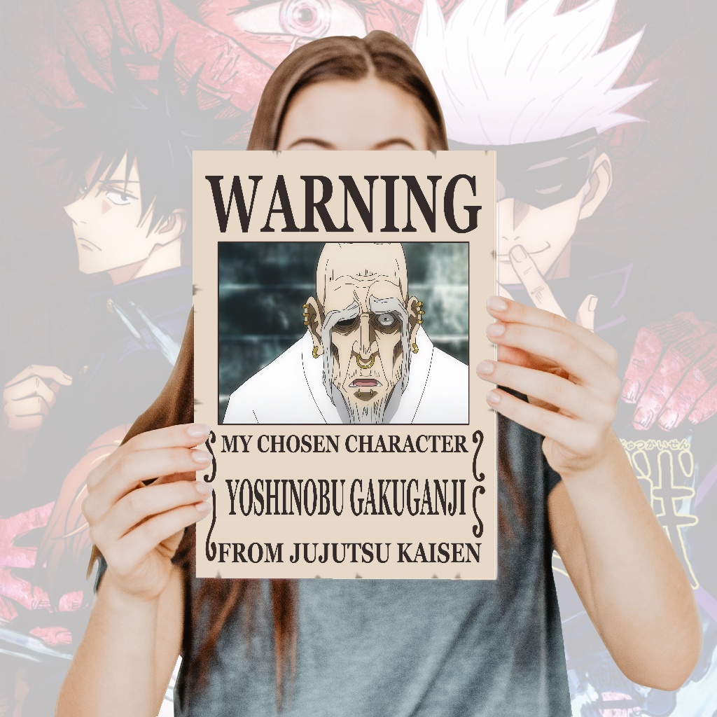 Poster Jujutsu Kaisen Warning Anime Itadori Yuji Fushiguro Megumi Gojo Satoru Sukuna- Size A4+-17 Gakuganji