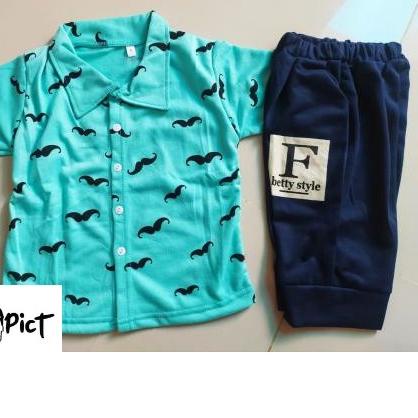 12 12 harga grosir geng shop  gratis ongkir cod  setelan mislem kumis baju anak laki laki cowok sete
