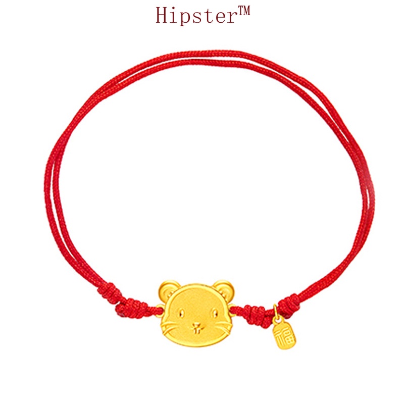 Chinese Style Retro New Personalized Golden Red Rope Bracelet