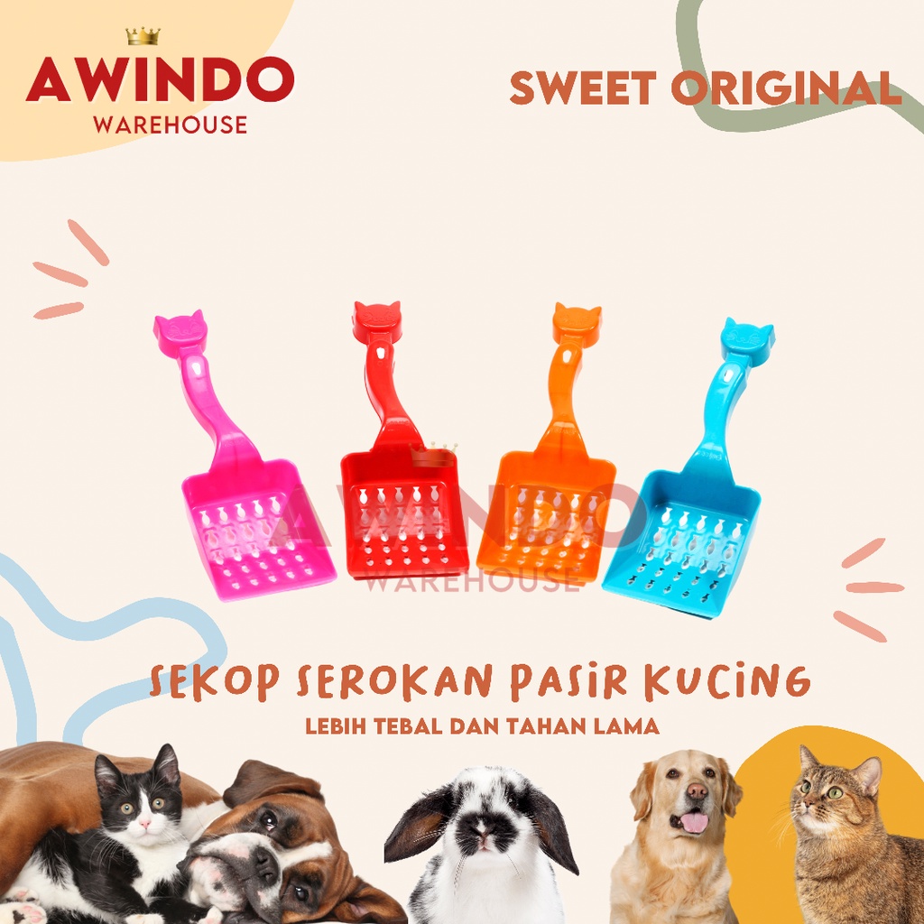 SEROKAN PASIR KUCING MOTIF 3 - Sekop Skop Pasir Kotoran Kucing Anjing Kelinci Cat Litter Scoop