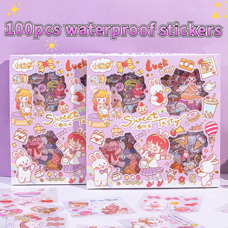 Susi-100pcs / Kotak Stiker Motif Kartun Princess Lucu Anti Air Untuk Dekorasi DIY