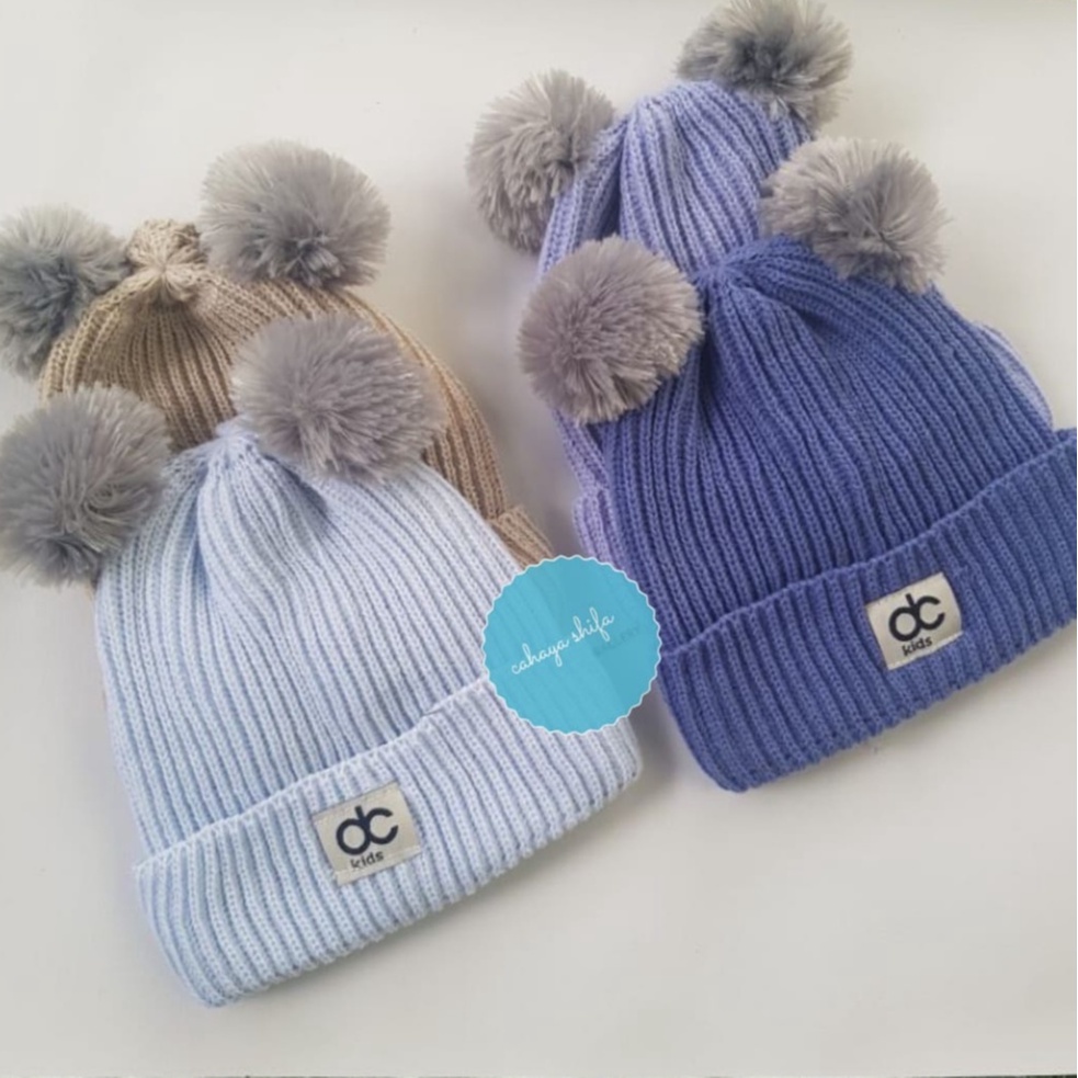 DC KIDS TOPI RAJUT ANAK POMPOM KUPLUK BAYI POMPOM PREMIUM