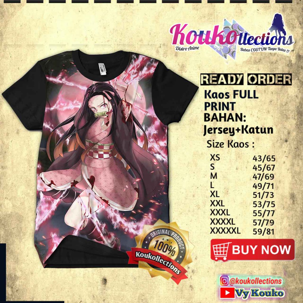Kaos Anime NEZUKO Kimetsu No Yaiba FullPrint-pakaian pria dan wanita ,Baju,anime stuff,poster Jaket