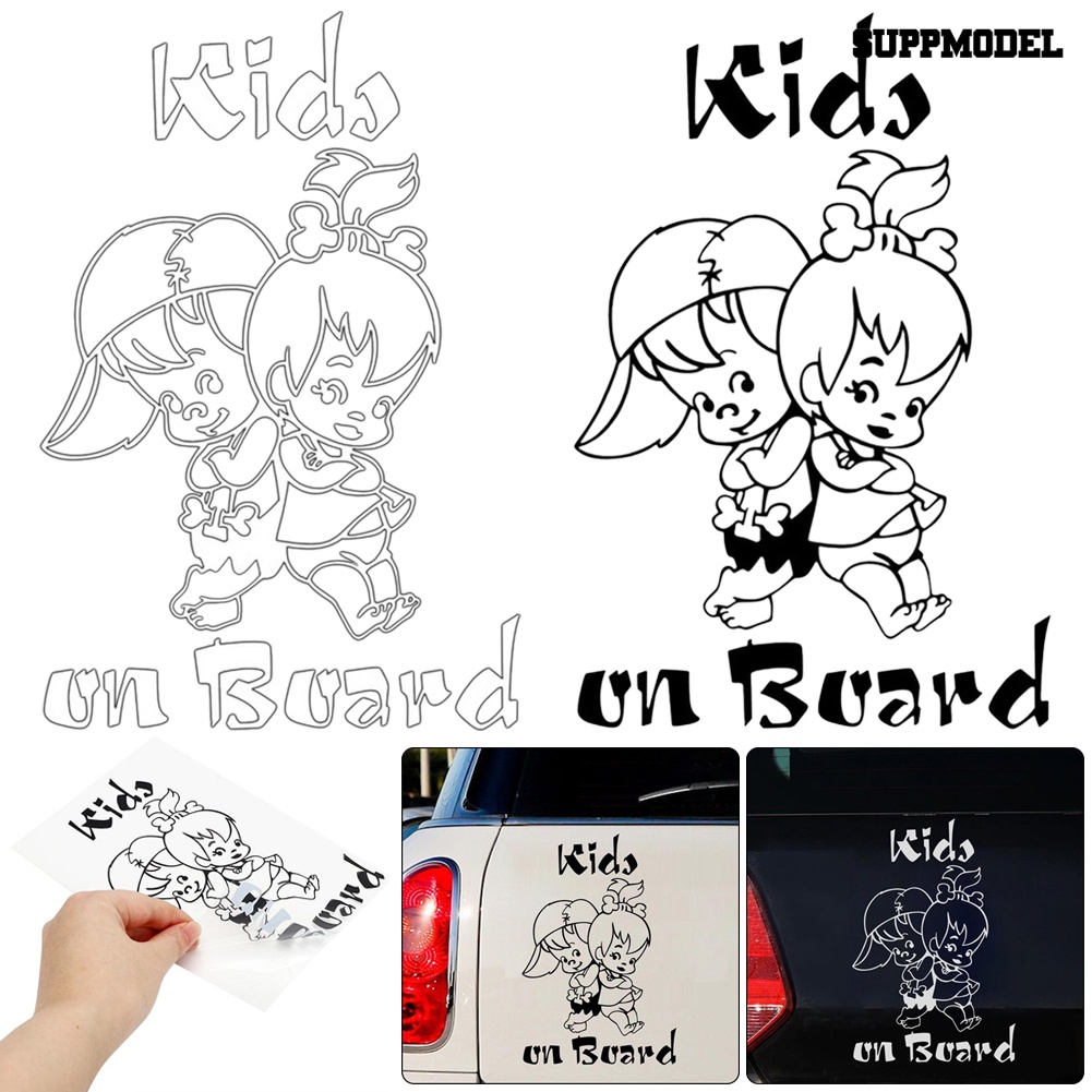 Stiker Decal Motif Tulisan Kids on Board Ukuran 12.5x19cm Untuk Dekorasi Jendela / Body Mobil