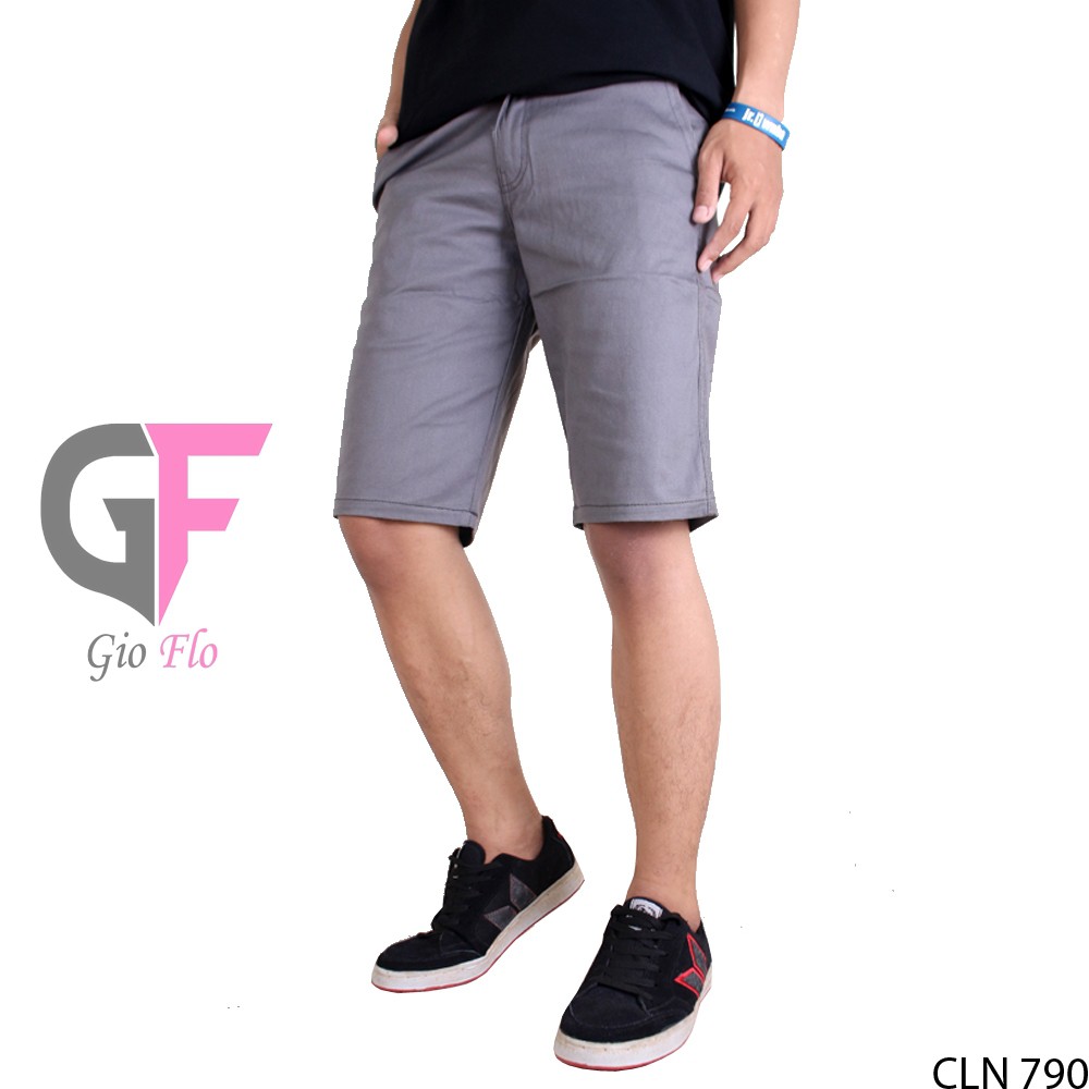 GIOFLO Celana Chino Pendek Pria Terbaru Bawahan Casual Pria Abu Muda / CLN 790